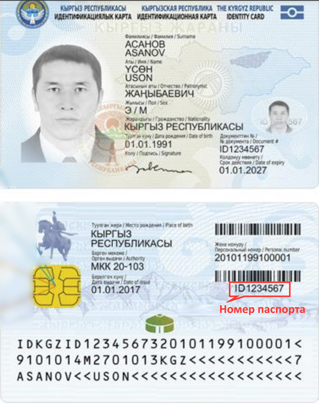 Номер ID-паспорта гражданина Кыргызстана